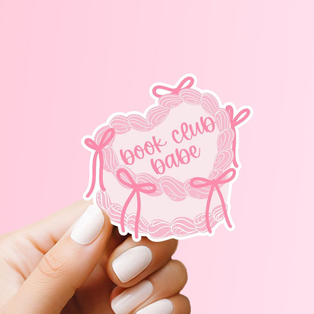 Book Club Babe - Coquette Pink Bow Cake Sticker