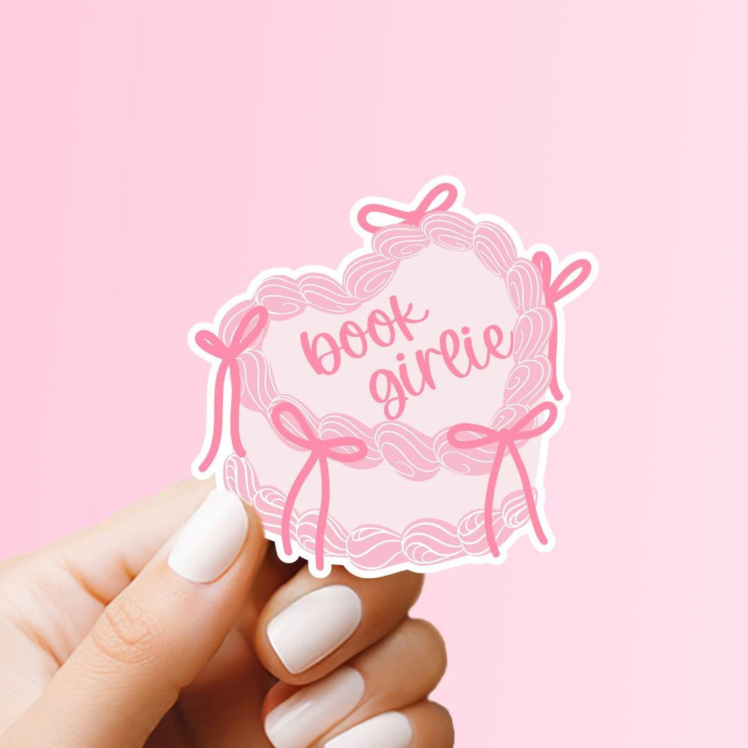 Book Girlie - Coquette Pink Bow Cake Sticker