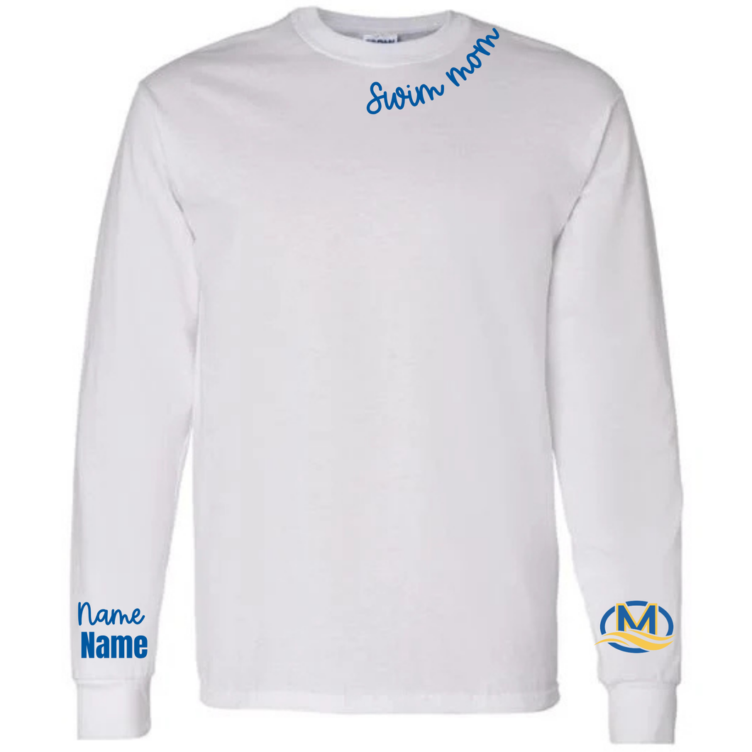 Swim Mom Long Sleeve Tee - White
