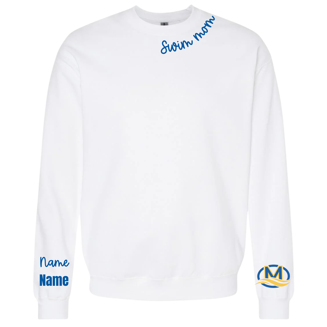 Swim Mom Crewneck Sweatshirt - White